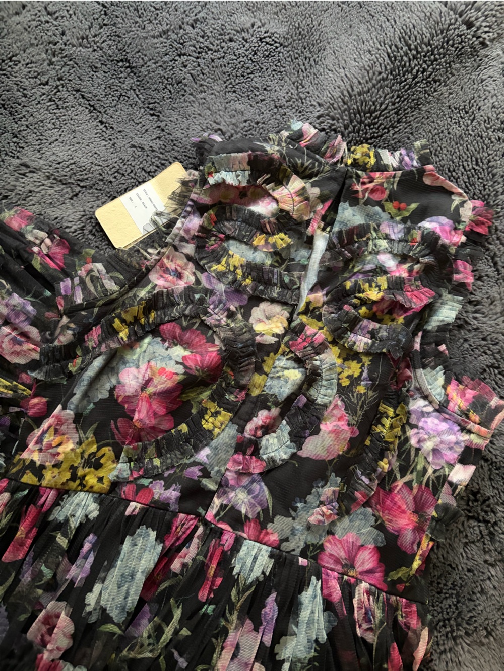 Anthropologie Whimsy Let Me Be Black Floral Tiered Ruffle Maxi Dress - Picture 5 of 7